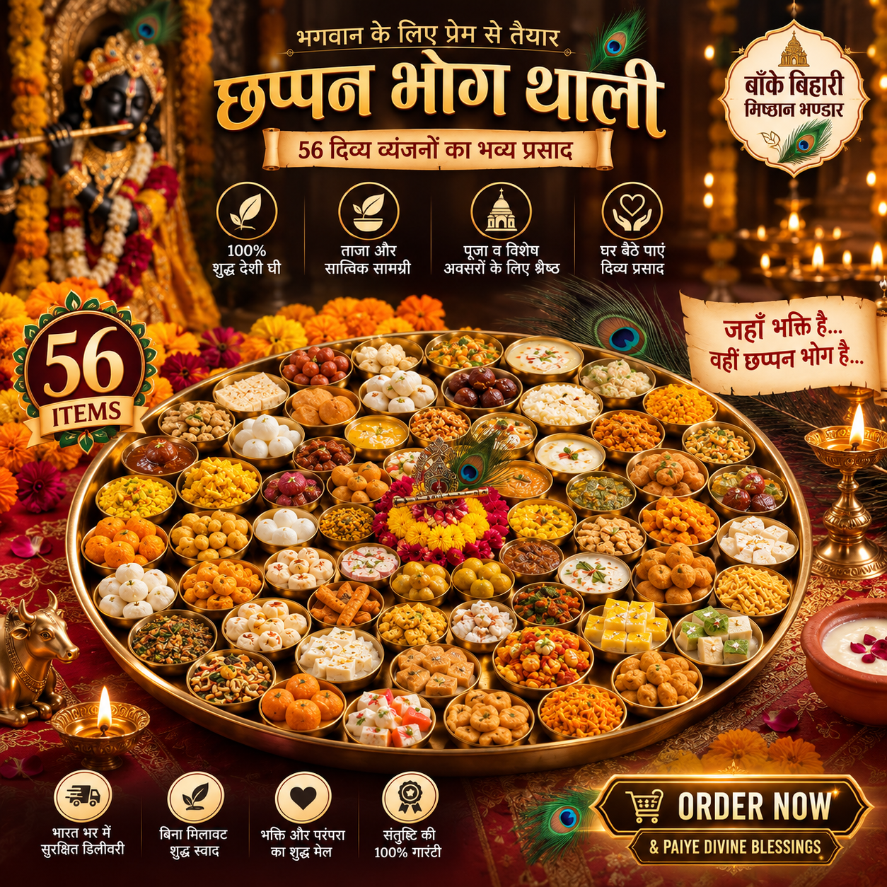 बाँके बिहारी 56 भोग – दिव्य राजभोग